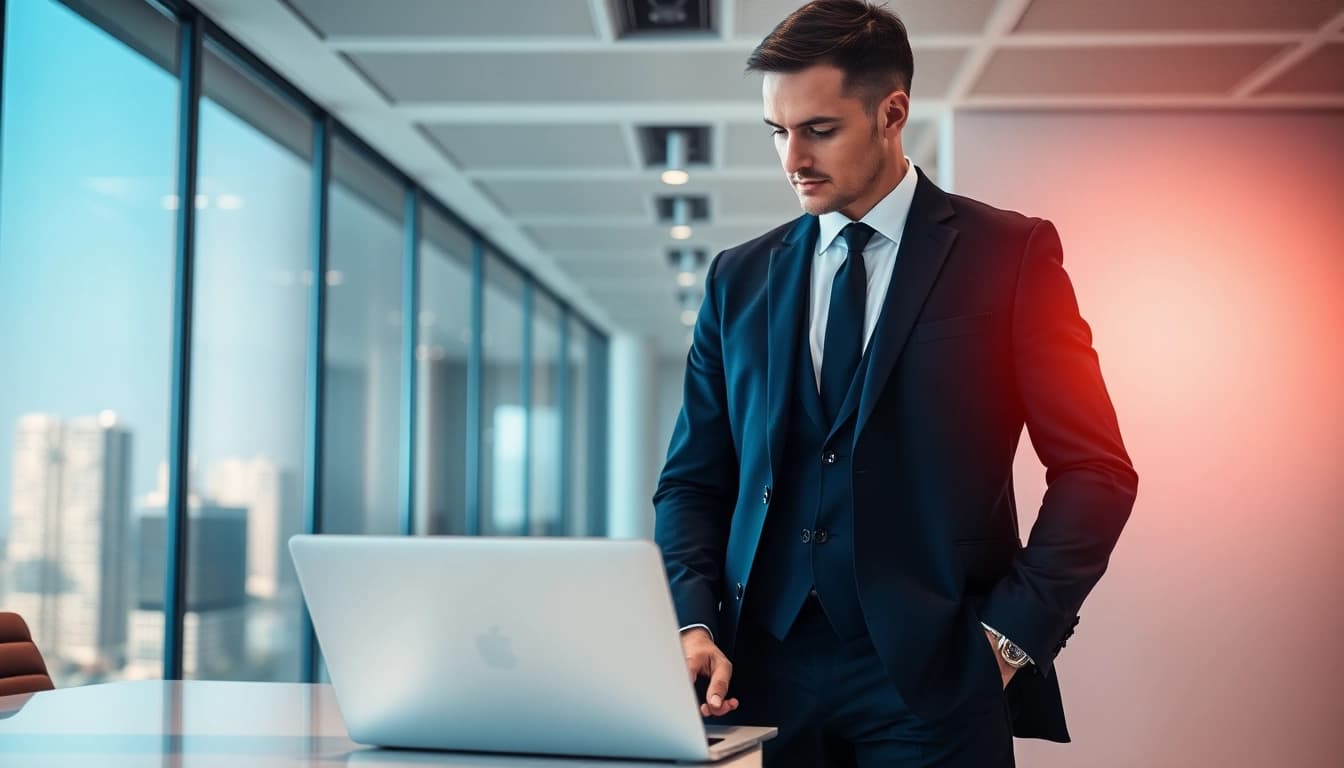 Headhunter IT berät an einem Laptop über die besten Talente in der IT-Branche.