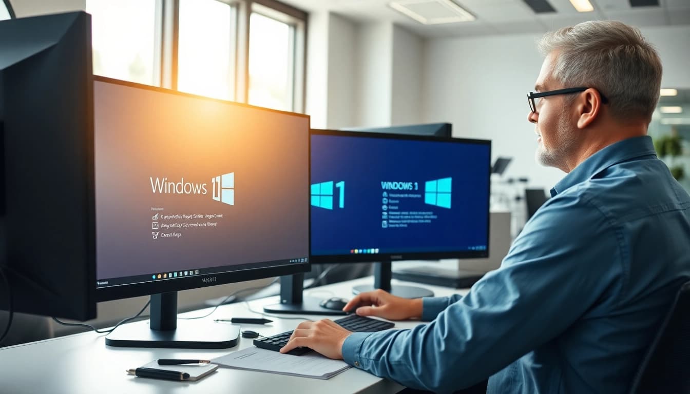 Windows 11 Upgrade von Windows 10 durchführen in einer modernen Büroumgebung.