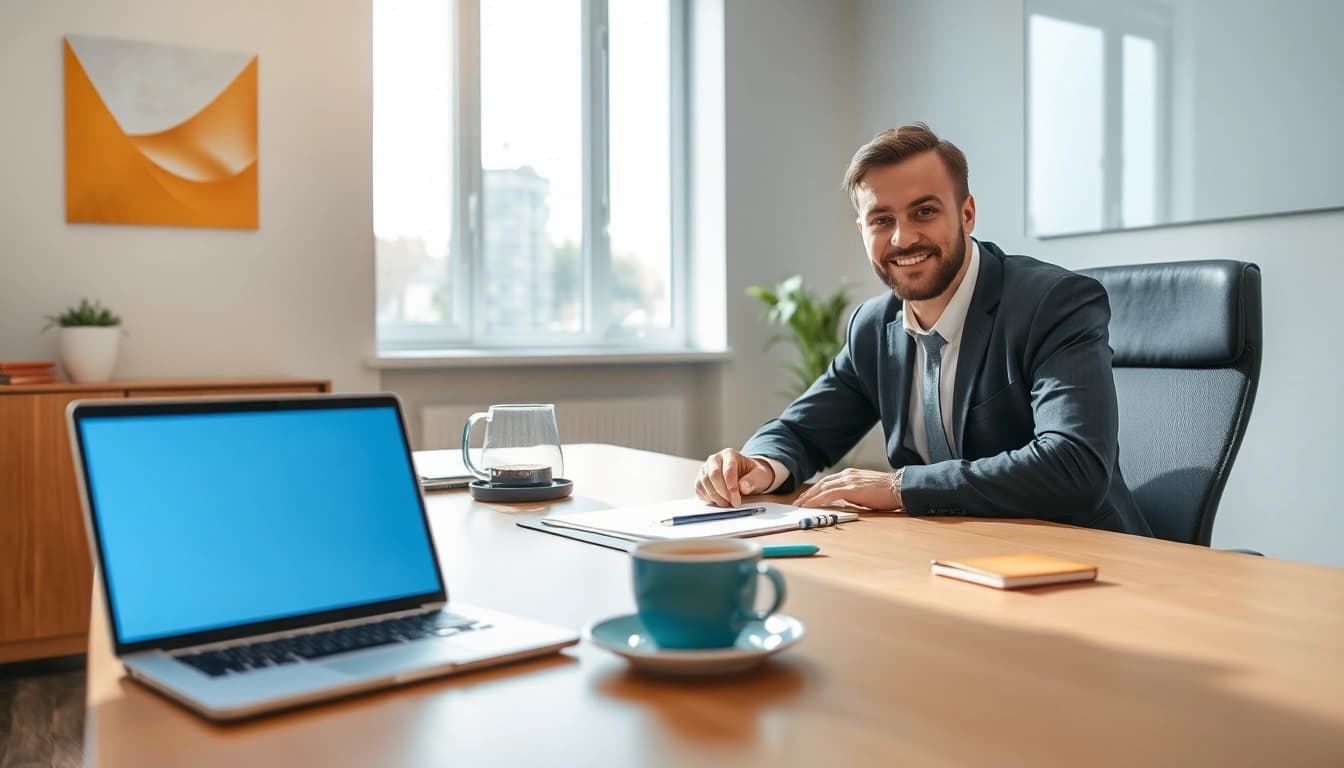 Professionelles Büro mit Laptop und Notizen von Headhunter Erfurt.