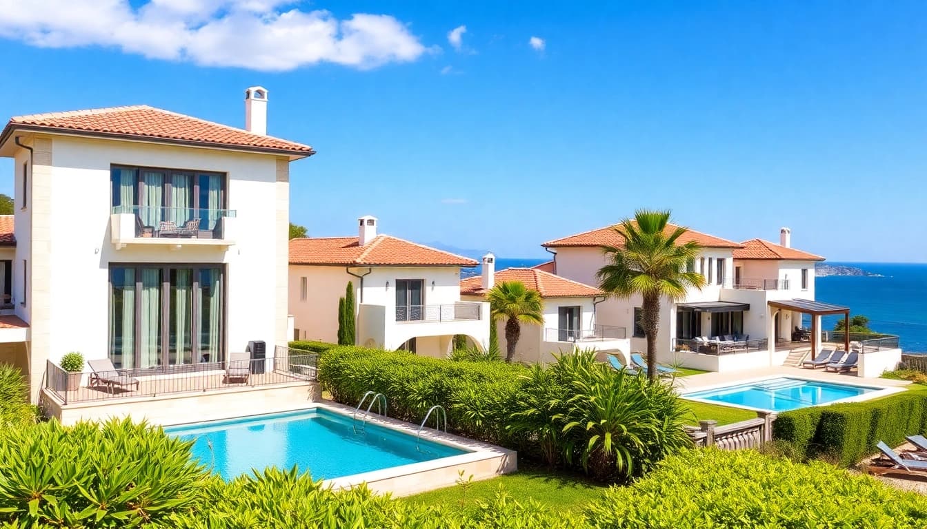 Luxury villas by the coast showcasing immobilien in nordzypern kaufen options.