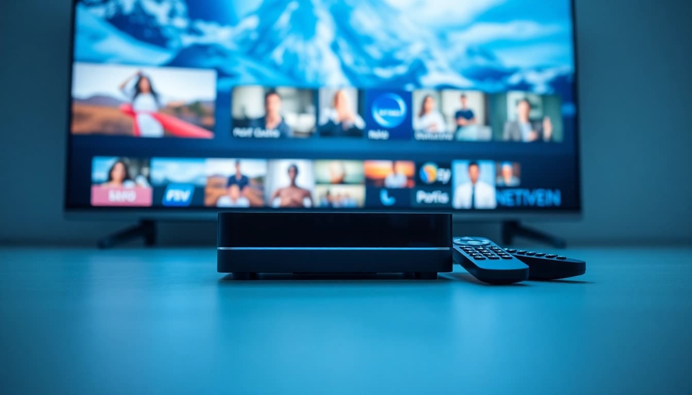 Maximize your viewing experience with IPTV kaufen featuring a modern IPTV box streaming high-definition content.
