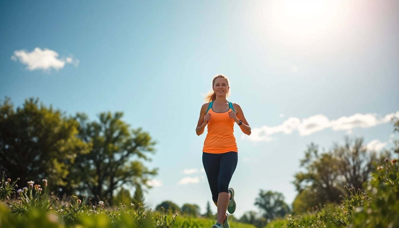 Person joggt aktiv in der Natur und symbolisiert Gewichtsverlust und gesunden Lebensstil.