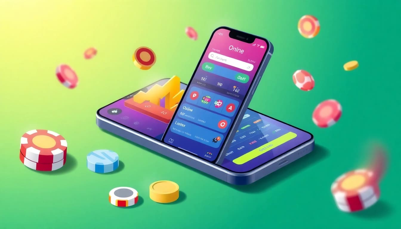 Showcase new online wettanbieter apps with colorful betting interfaces on a smartphone screen.