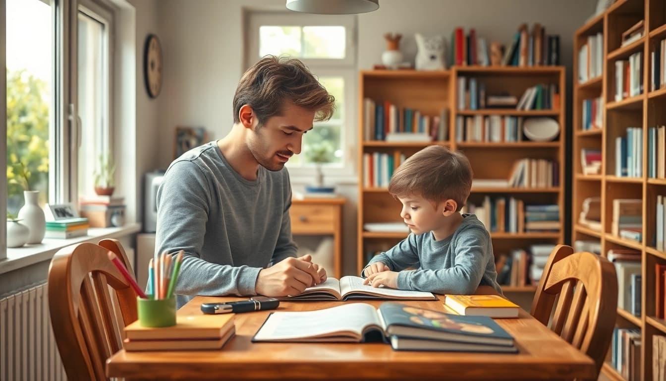 Elternteil unterrichtet Kind zu Hause im Rahmen von Heimunterricht in wäre eine positive Lernumgebung.