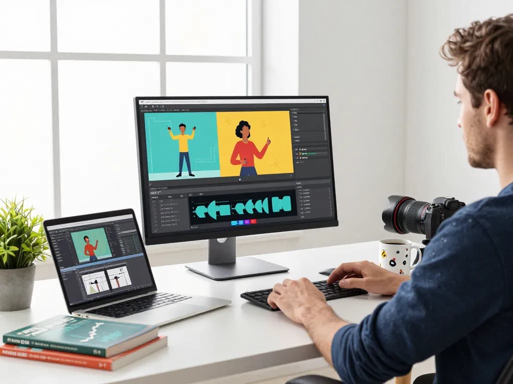 Kling 2.6 motion control workspace with video creator animating characters, showcasing advanced motion graphics technology in action.