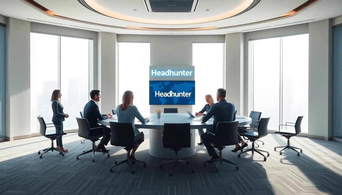 Professionals discussing strategies to attract qualified candidates as part of a Headhunter initiative.