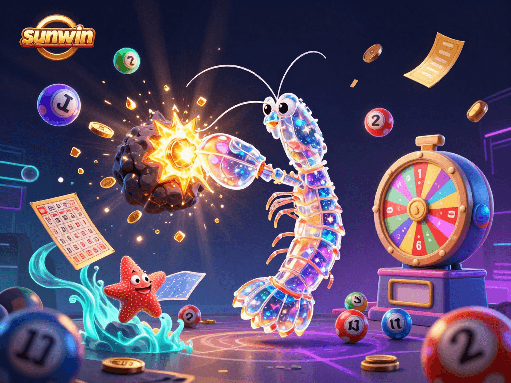 Experience thrilling wins at Sunwin with vibrant lottery action in an immersive 3D scene.