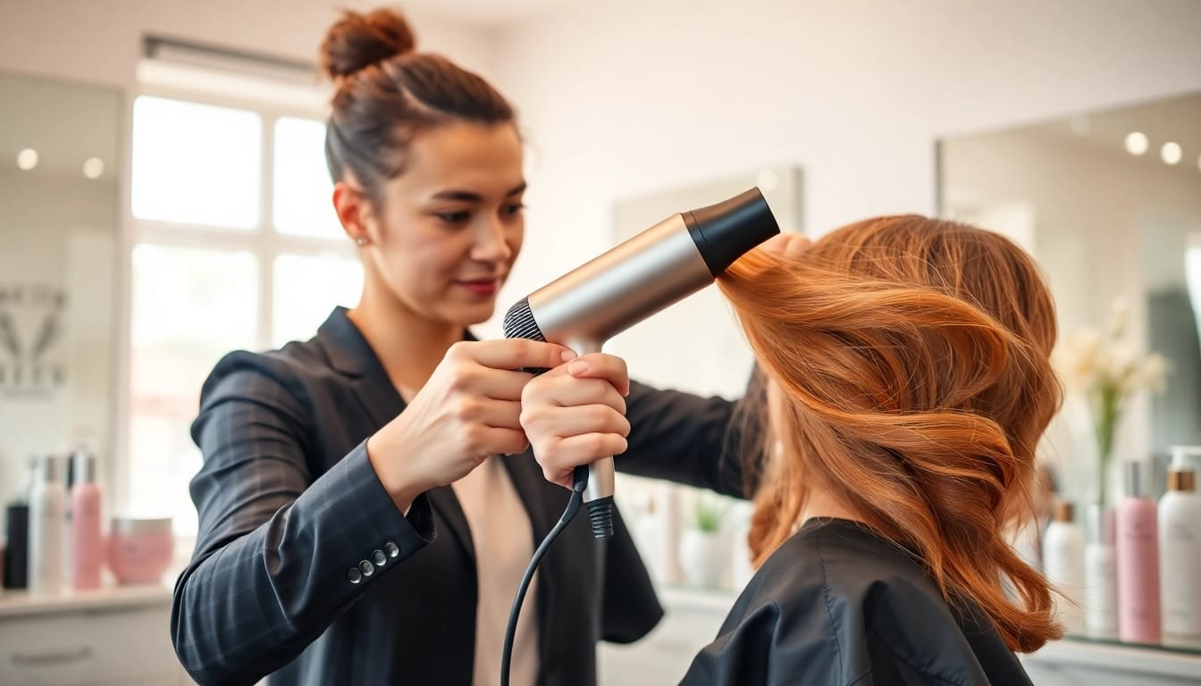Stylish laifen swift Haartrockner sorgt für perfekten Glanz und seidiges Haar in einem modernen Friseursalon.
