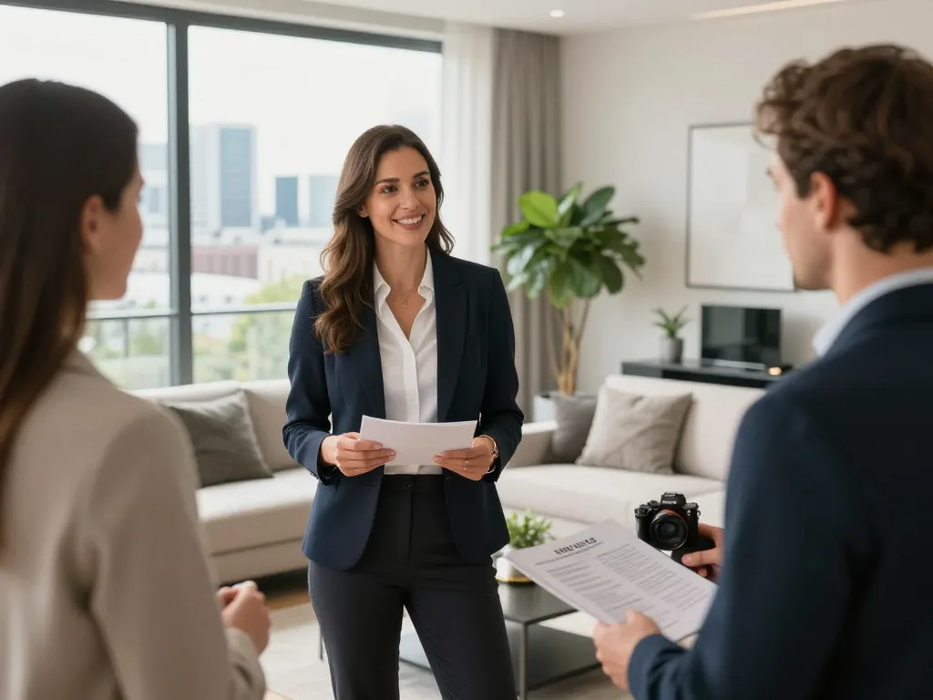 Engagierter Immobilienmakler, der eine Immobilie in Frankfurt Ginnheim präsentiert und seine Expertise in den Immobilienmakler-Dienstleistungen zeigt.