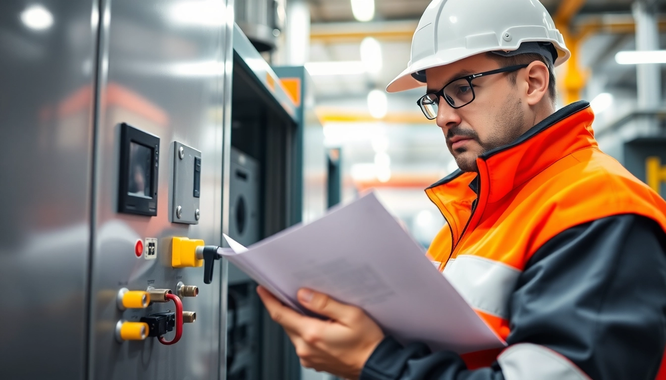 Conducting a DGUV V3 Prüfung on electrical equipment to ensure workplace safety and compliance.