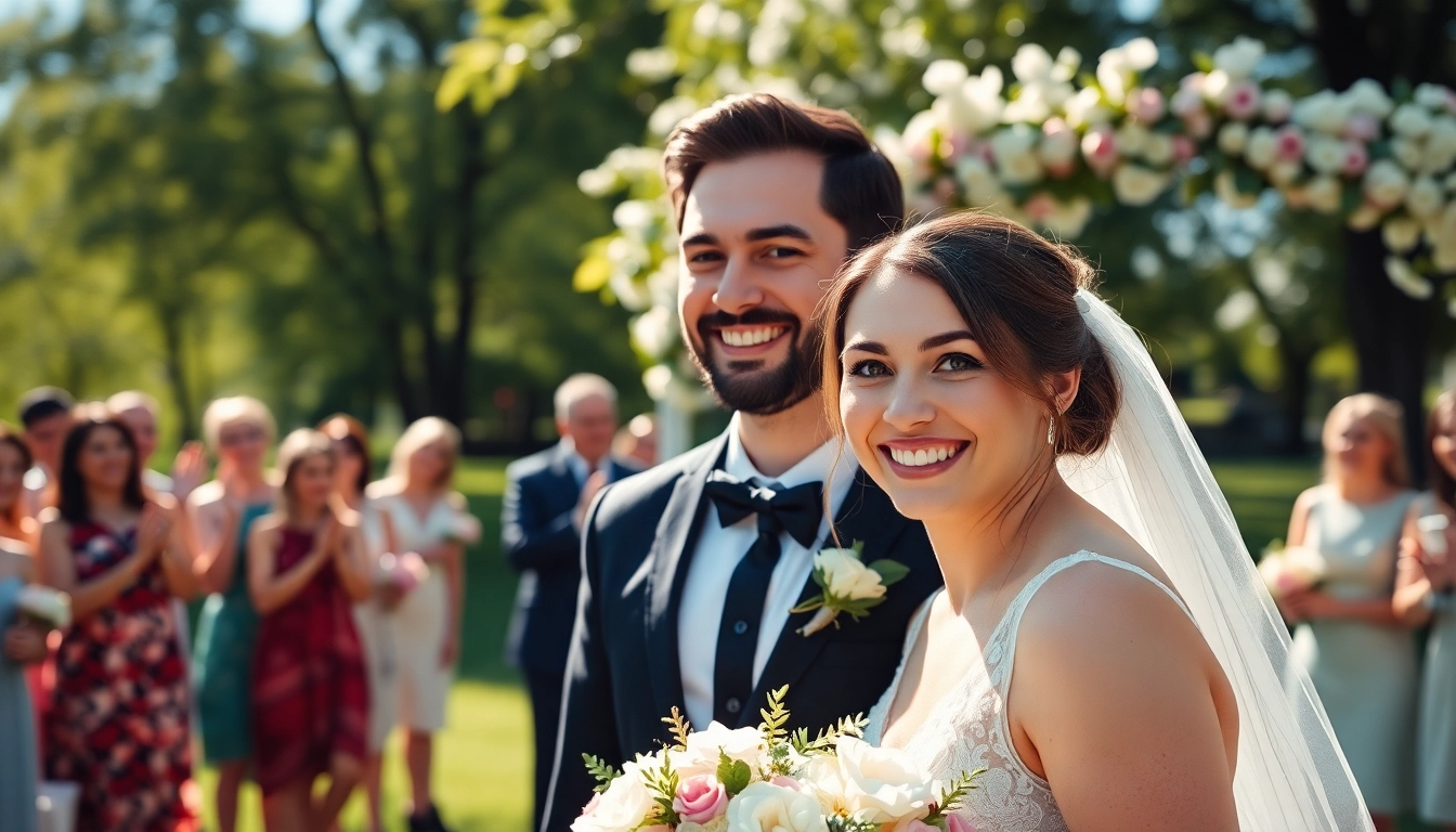 Professioneller Hochzeitsfotograf München hält das glückliche Brautpaar während ihrer Zeremonie fest.