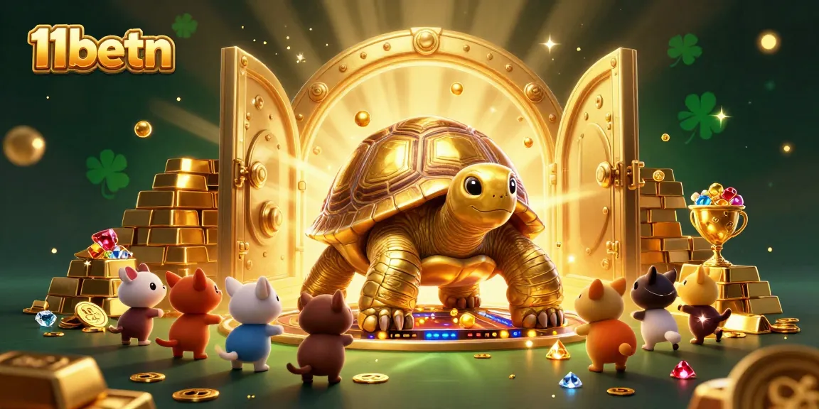 Engage with 11betn's thrilling casino adventures featuring a golden tortoise and dynamic treasure elements.