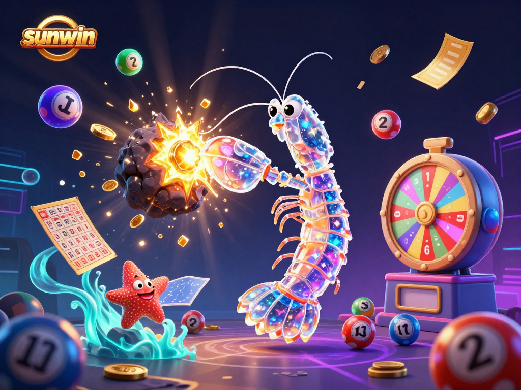 Experience thrilling wins at Sunwin with vibrant lottery action in an immersive 3D scene.