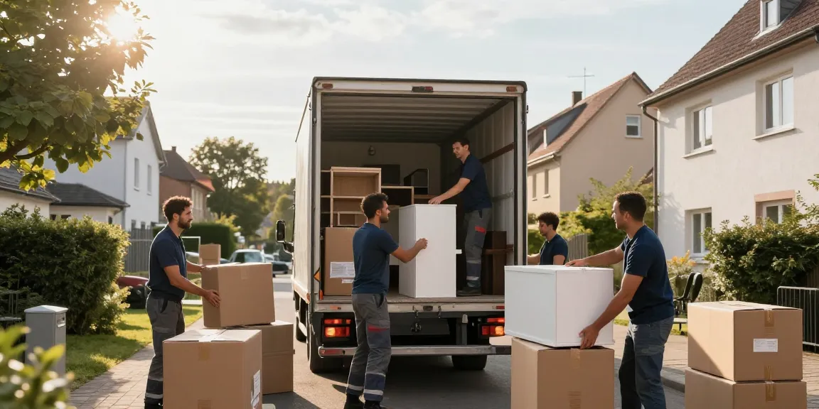 Umzugsunternehmen Bruchsal bei der Arbeit: professionelle Umzugshelfer packen Möbel sicher ein.