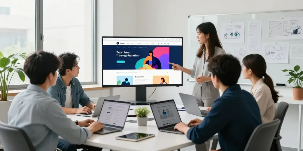 Professionelle Webdesigner im Saarland arbeiten gemeinsam an innovativen Webdesign-Projekten.
