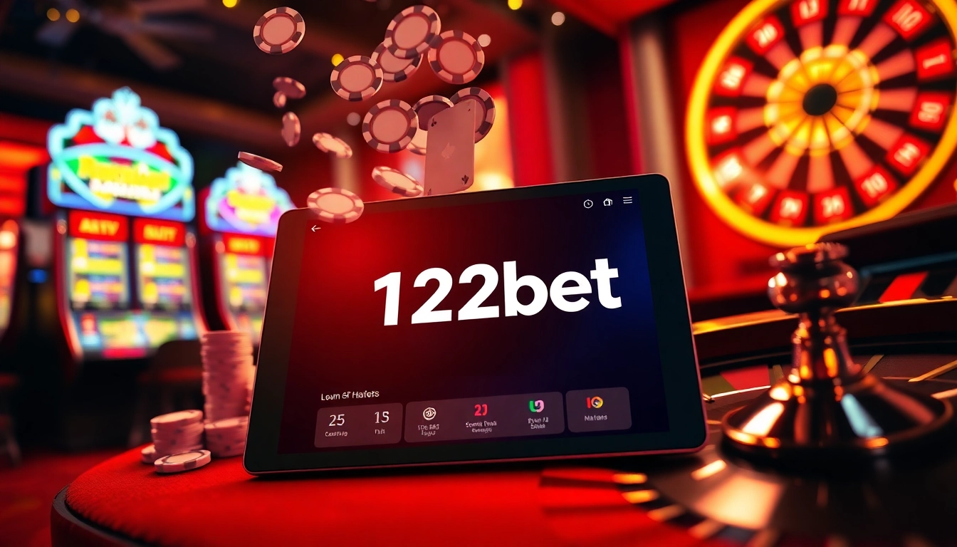 Link 12bet showcases an exciting online casino experience with vibrant poker chips and a roulette wheel.
