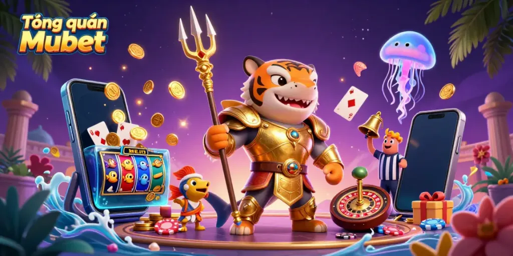 Experience an engaging glimpse of Tổng quan Mubet with an underwater colosseum and vibrant game elements.