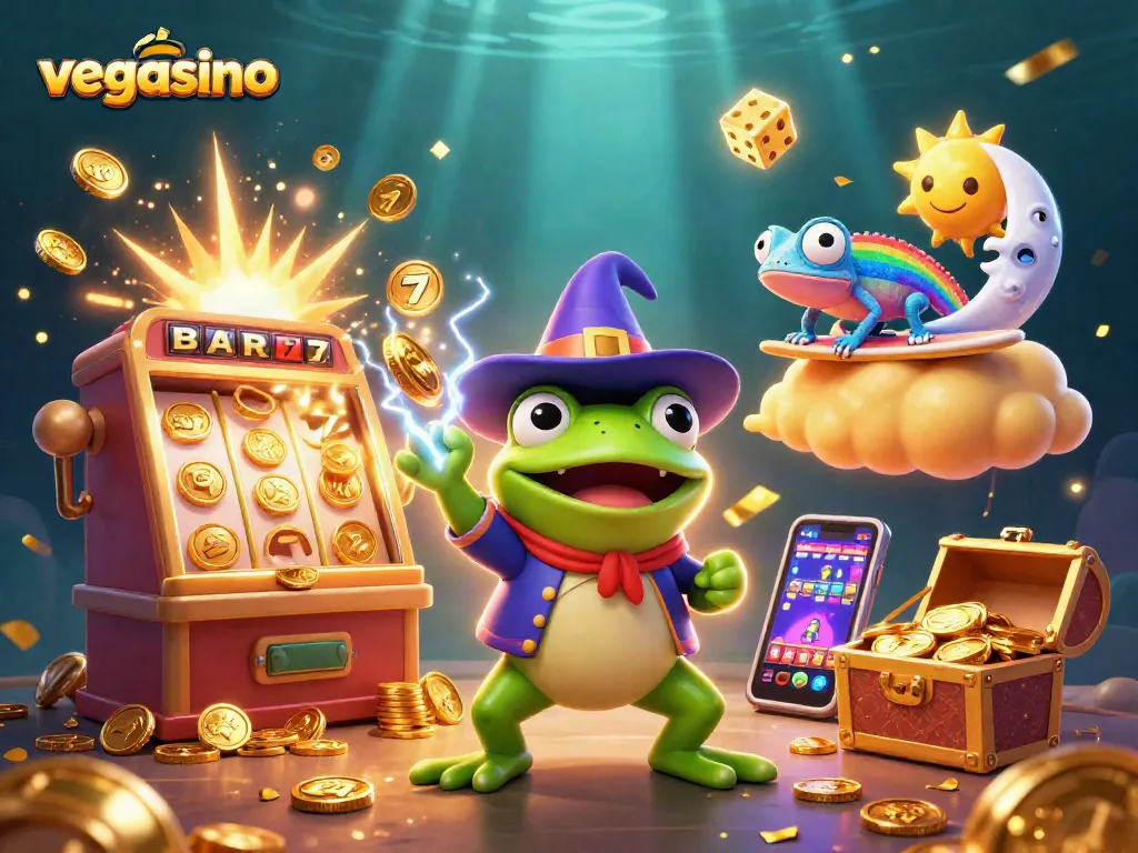 Experience thrilling wins with vegasino's vibrant 3D casino gaming scene full of action and excitement
