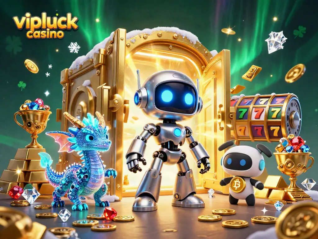 Engage with vipluck casino in this dynamic gaming scene filled with treasures and vibrant characters.
