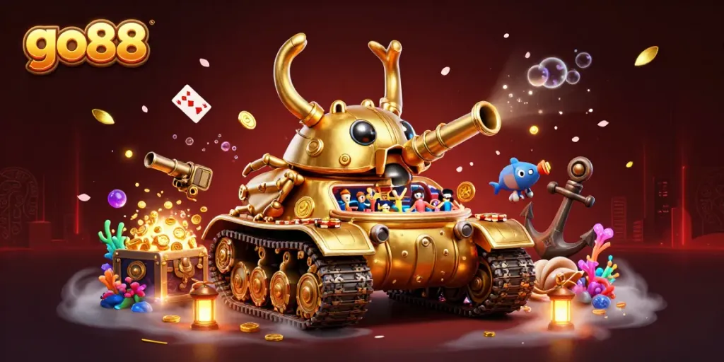 Experience exhilarating gameplay at go88 with a golden beetle revealing a lively casino inside, celebrating wins.