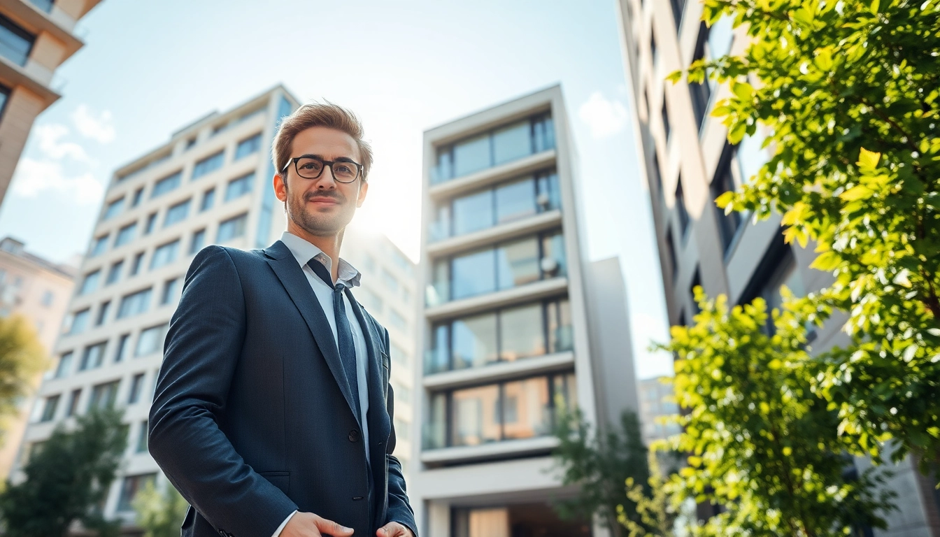 Immobilienmakler Frankfurt Sachsenhausen engage with clients in a vibrant urban setting.