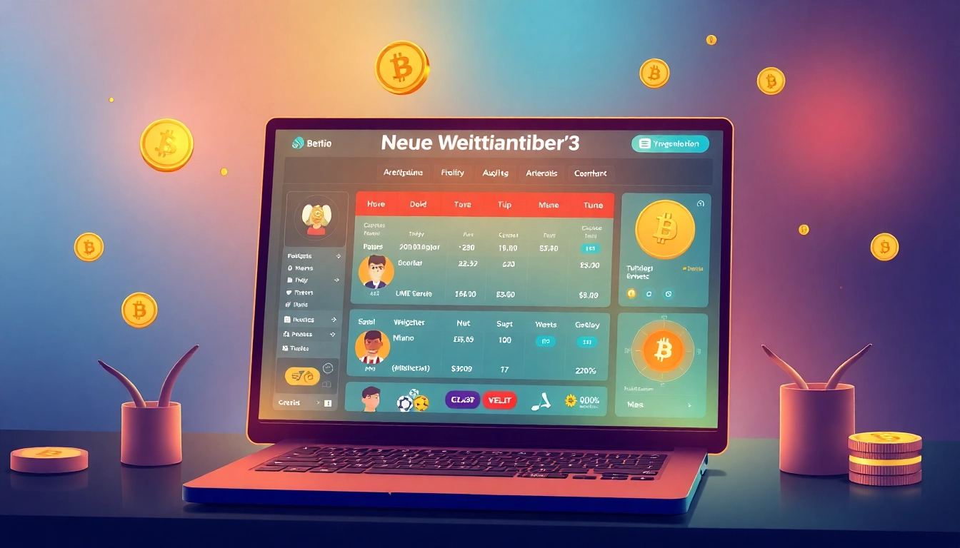 Showcase of innovative neue wettanbieter 2025 with vibrant digital elements and sports-themed graphics.