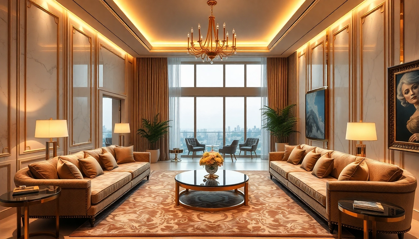 Luxury living room showcasing plush seating and exquisite decor, inviting relaxation.