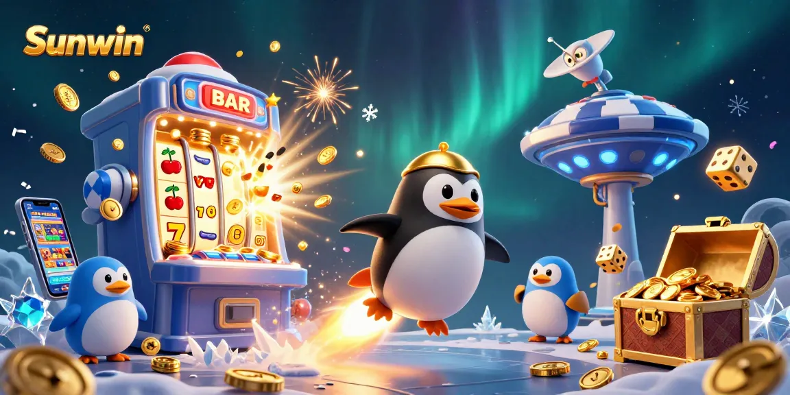 Experience thrilling gaming adventures at Sunwin with a dynamic casino illustration full of excitement.