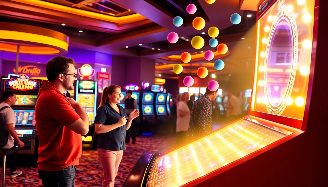 Erleben Sie die aufregende Plinko Erfahrung in einem lebhaften Casino-Setting mit Spielern, die auf den großen Plinko-Brett schauen.