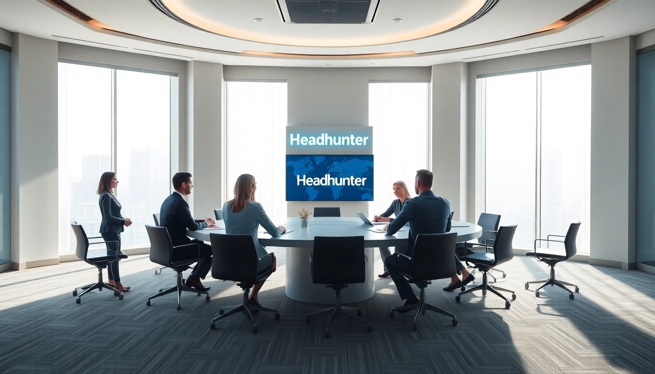 Professionals discussing strategies to attract qualified candidates as part of a Headhunter initiative.