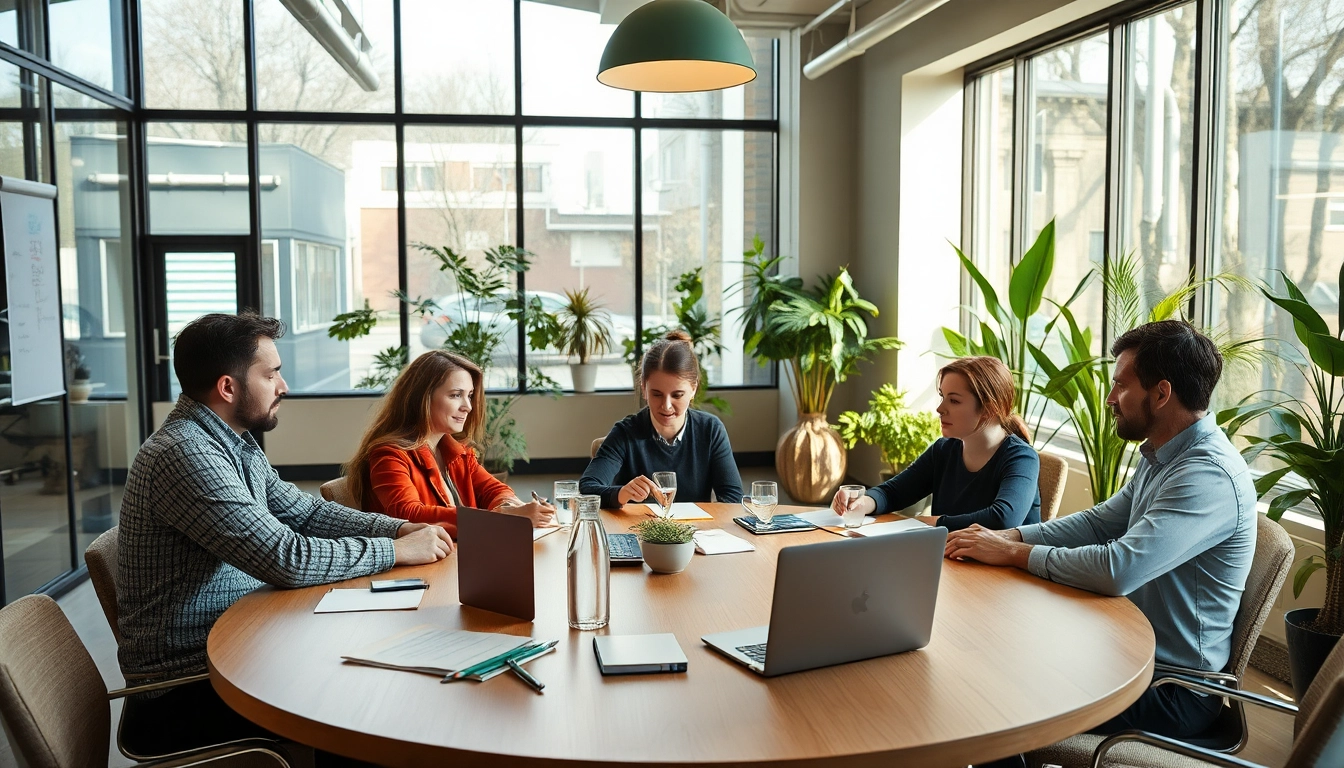 Headhunter Gastronomie Teammitglieder diskutieren in einem modernen Büro.
