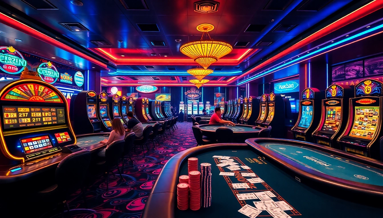 UU88 casino players enjoying games like poker and slots in a vibrant gambling environment
